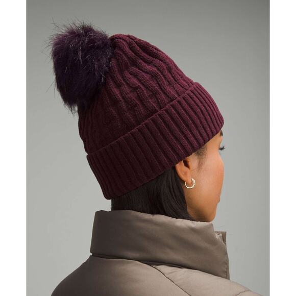 Lululemon Cable Knit Pom Beanie Plum One Size NWT main image 4